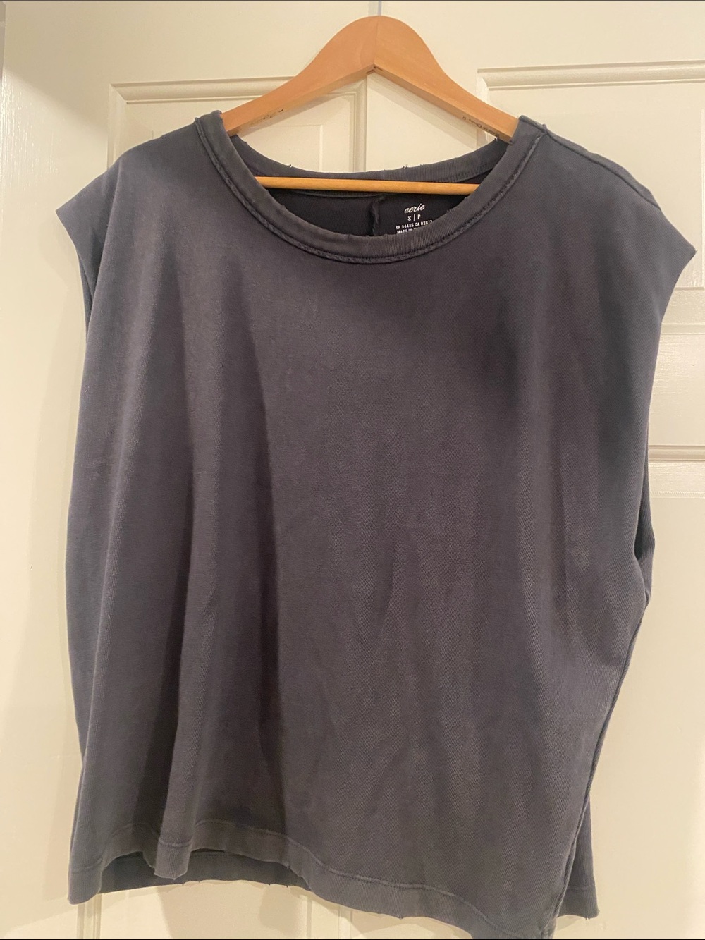 aerie Washed Sleeveless Muscle Tee in Charcoal